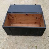 Old vintage wooden travel trunk