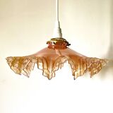 Suspension drapée verre irisé rose