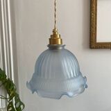 Frosted blue glass suspension vintage cottage style