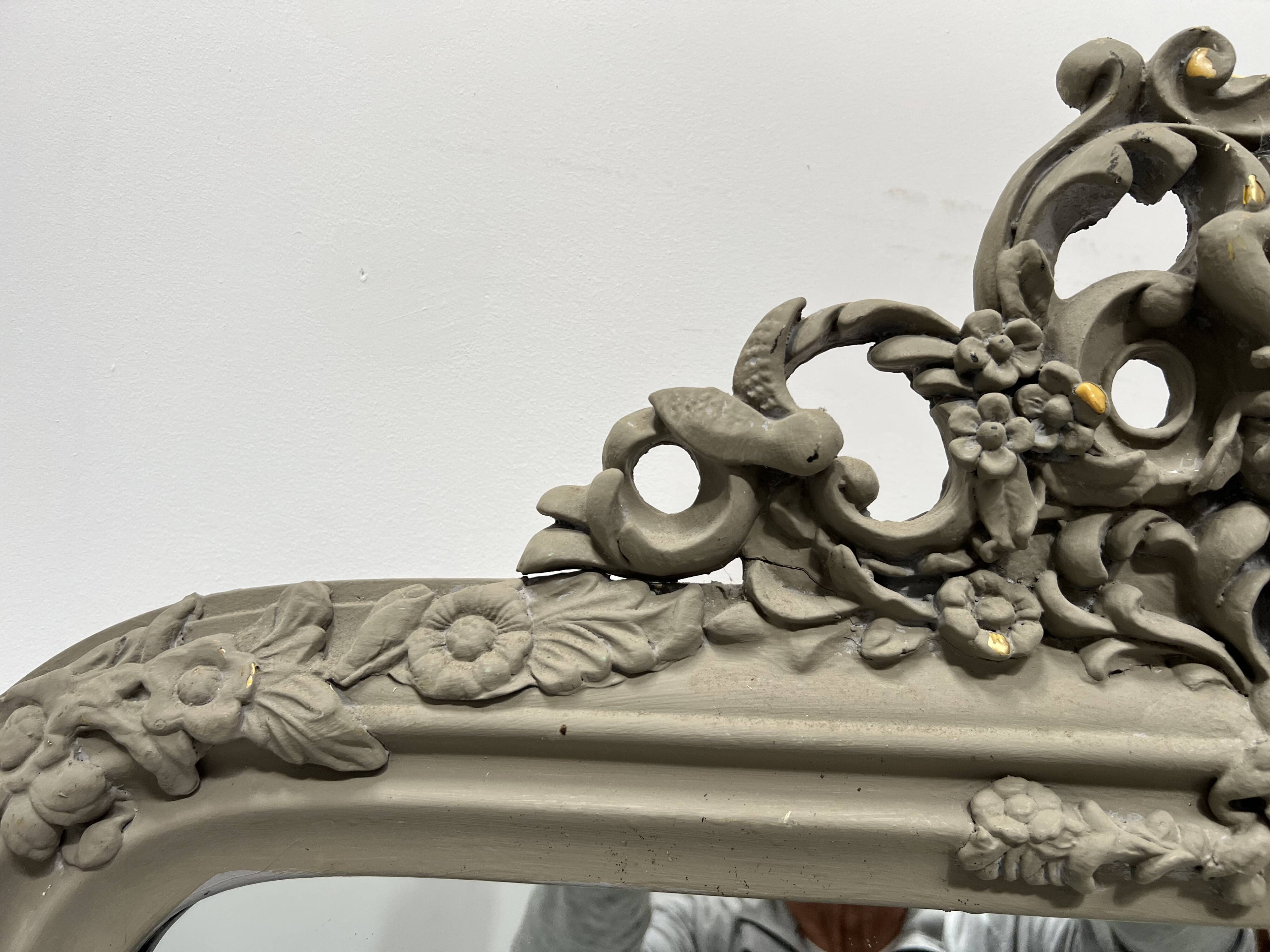 Louis XV style mirror in wood and patinated stucco, 20th century