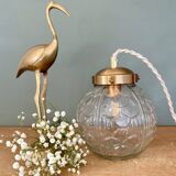 Vintage art deco glass globe portable lamp or table lamp