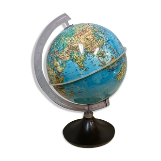Small globe earth bright blue vintage
