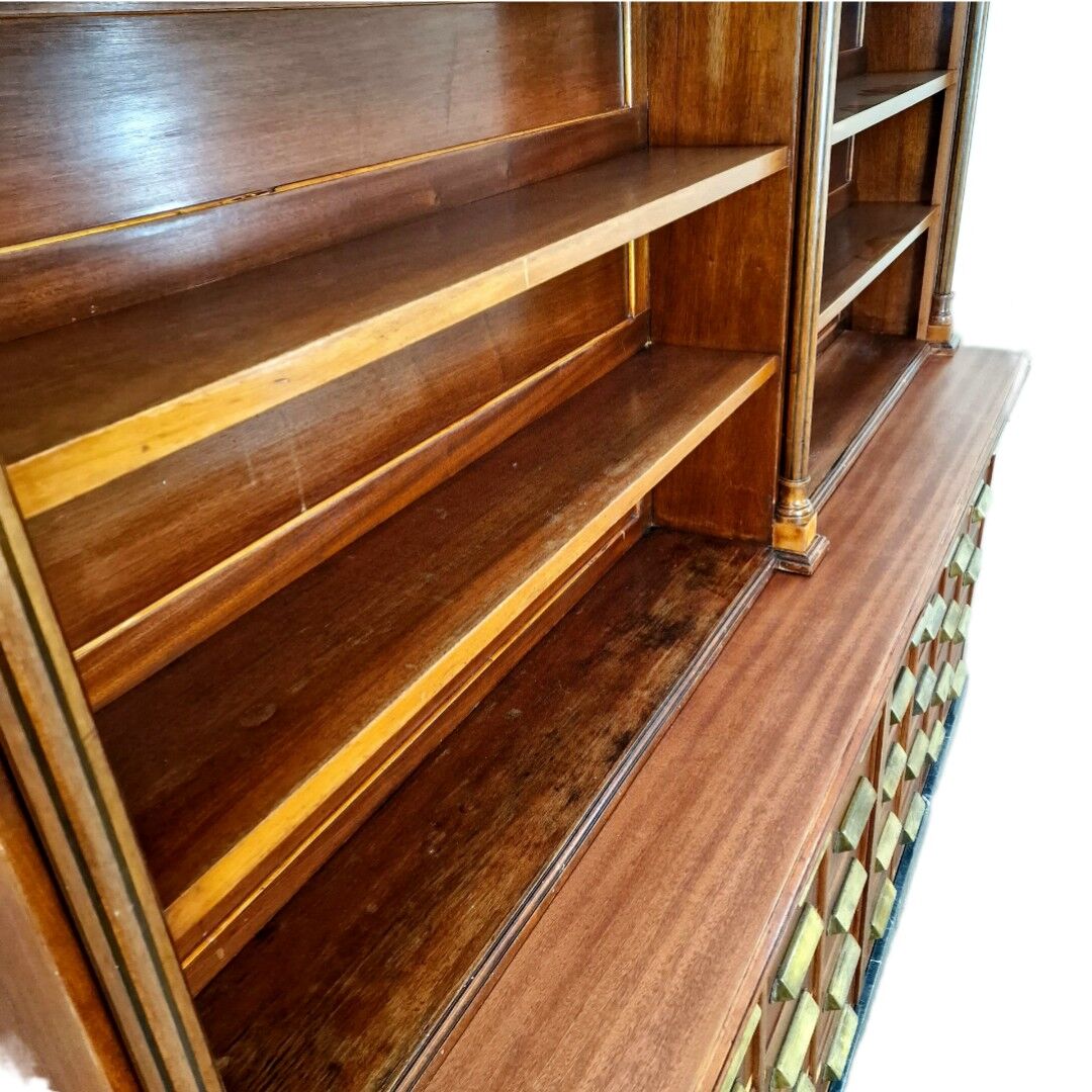 Grand cabinet d’apothicaire en acajou ancien, armoire de pharmacie Art Déco, bibliothèque