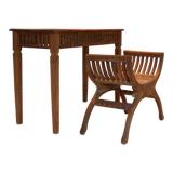 Set console and teak stool, Directoire style.