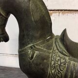 Sculpture horse bronze green patina