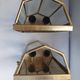 Pair of Italian gold-plated brass wall sconces with beveled glass