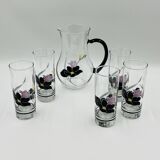 Service carafe glasses vintage floral decor
