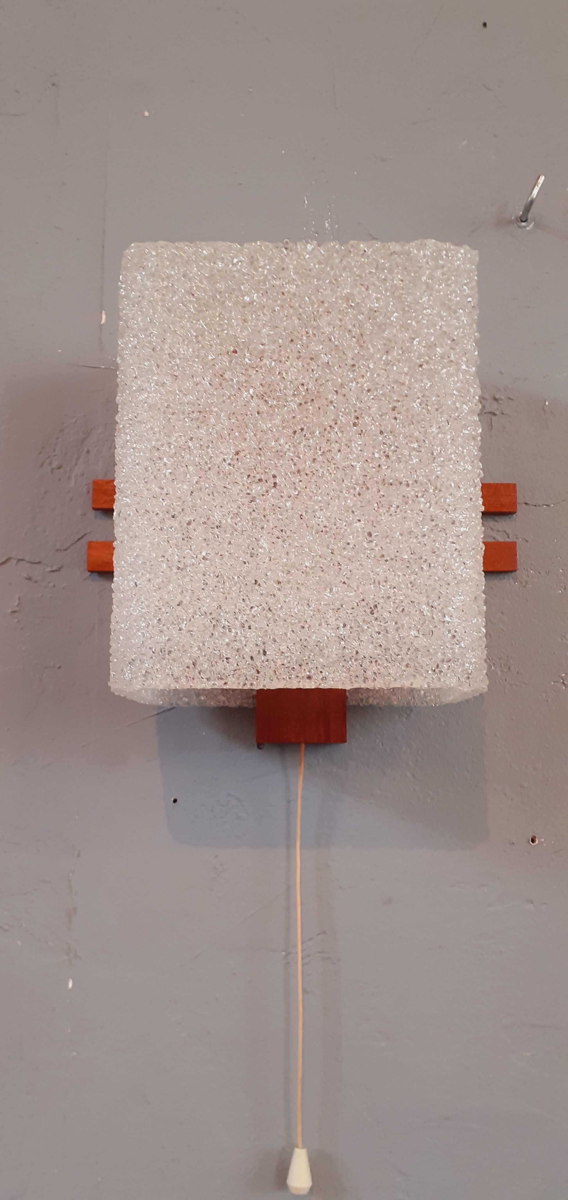 Pair of wall lamps 60s Scandinavian style teak and plexis granite