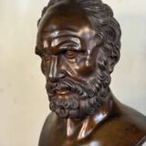 Bronze bust representing a philosopher after the Antique, 19th century, foundry Luppens.