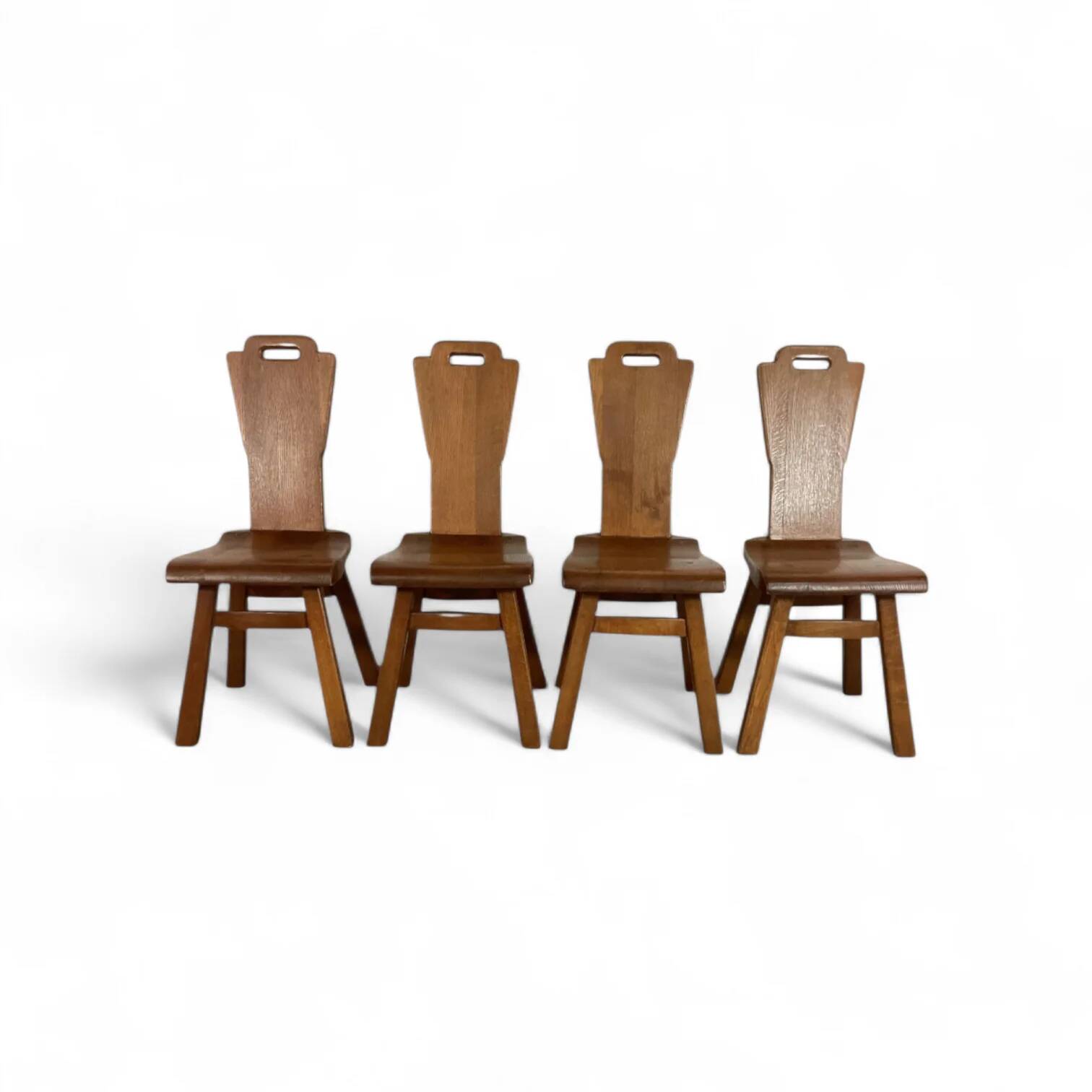 4 x Mid-century brutalist dining chairs, Belgium / 1970s
