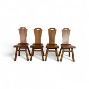 4 chaises de salle à manger brutalistes du milieu du siècle, Belgique / années 1970