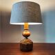 Vintage 70s salon lamp made of turned and sculpted oak wood.