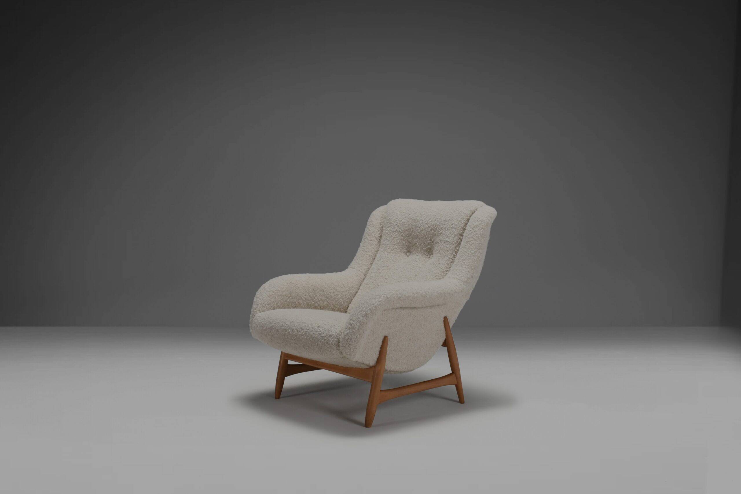 Rare lounge chair by Bengt Ruda for Artifort in wool fabric, Holland 1960s