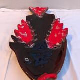 Ancien plat poisson céramique marron rouge vintage