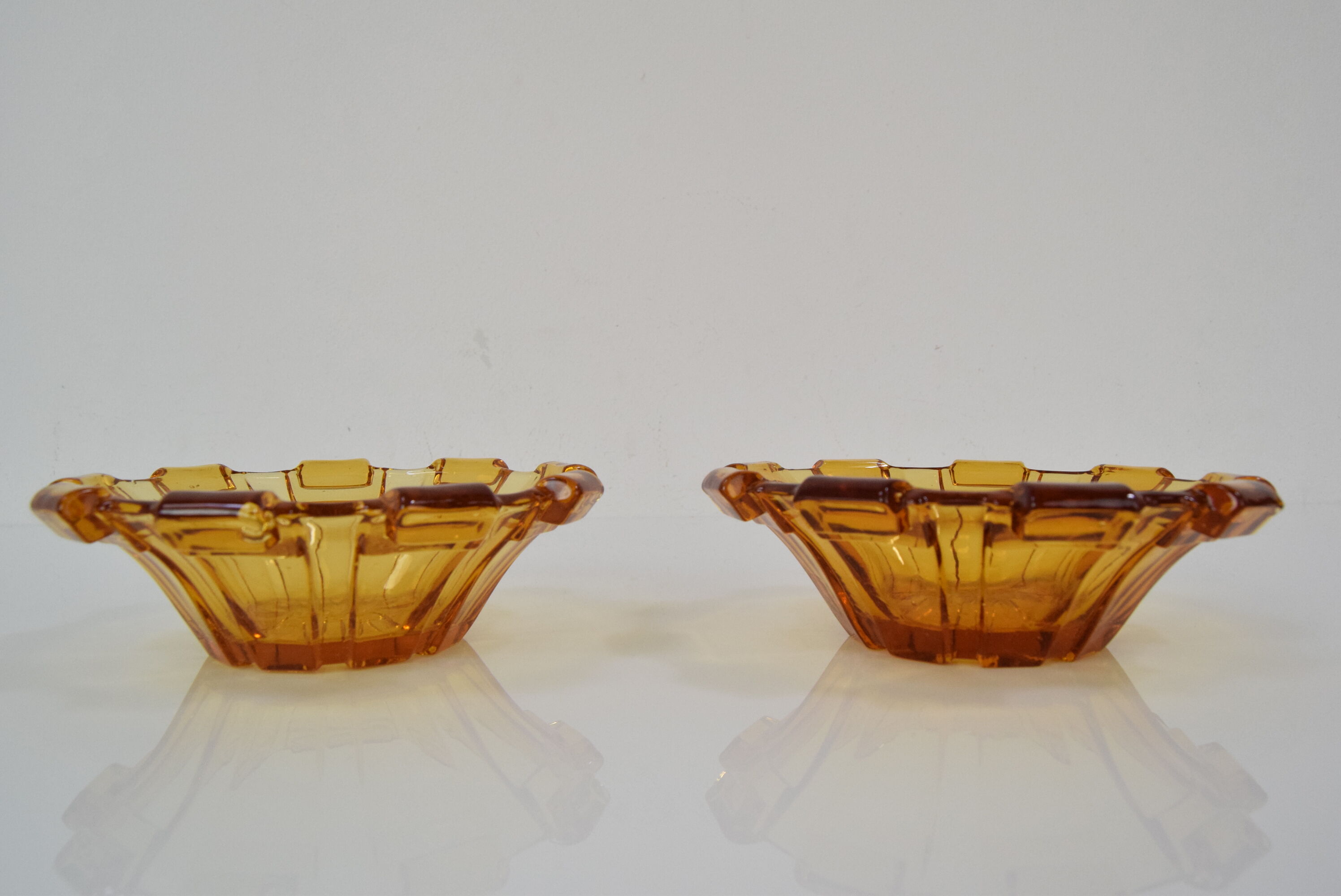 Set of two bowls/bohemia glass, 1950´s