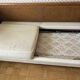 Vintage convertible wooden and cane sofa