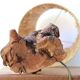 Vine wood lamp, raffia lampshade, 70s