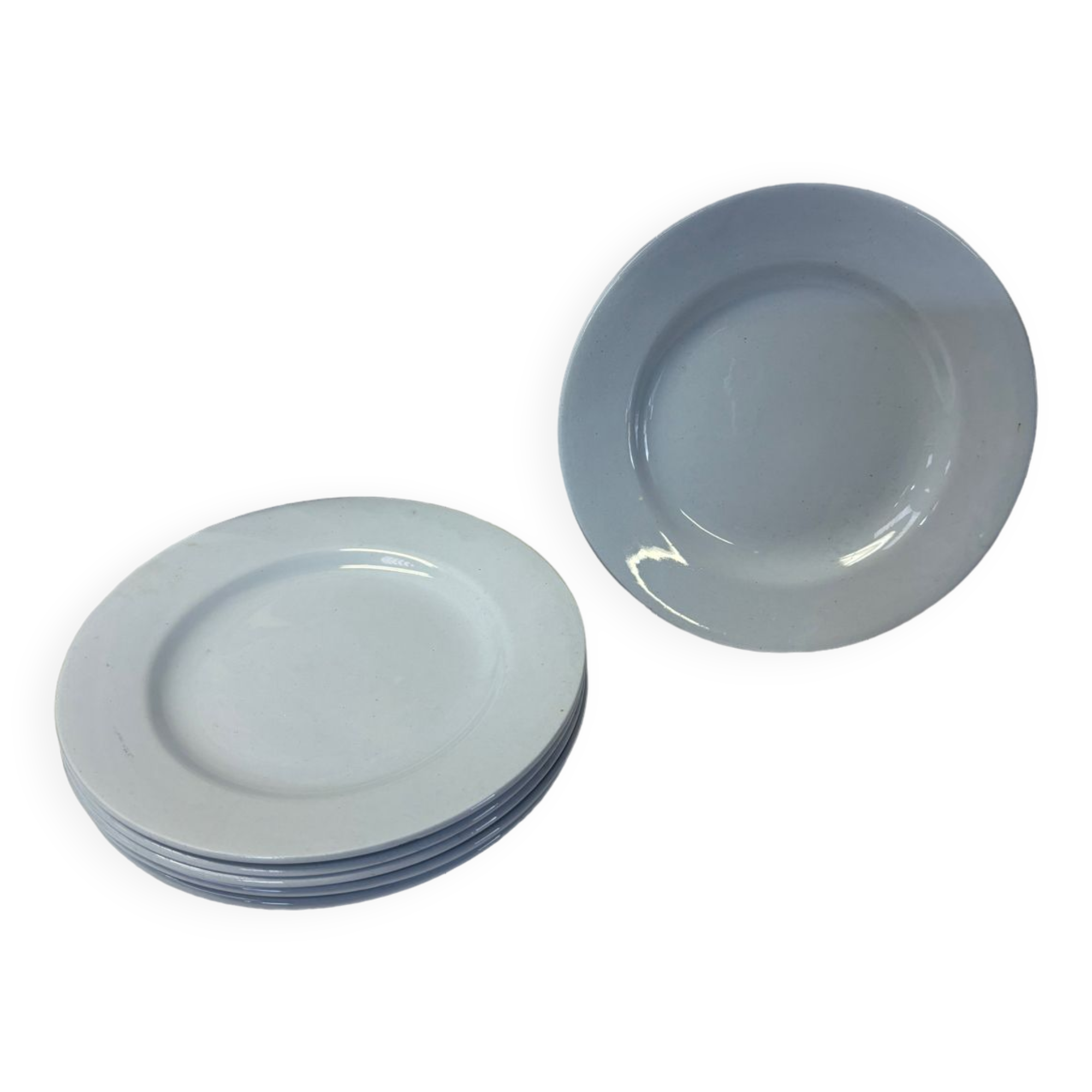 Set of 6 Moulin des loups blue dessert plates