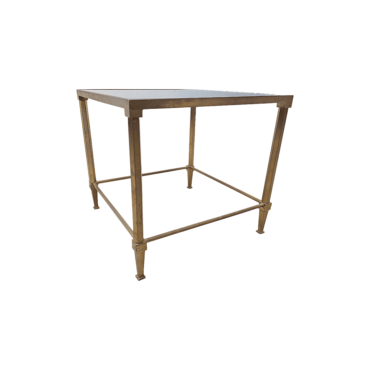 Vintage French Brass Side Table With Glass Top, 1950s