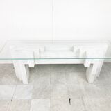 Vintage white marble console table Italy, 1980s
