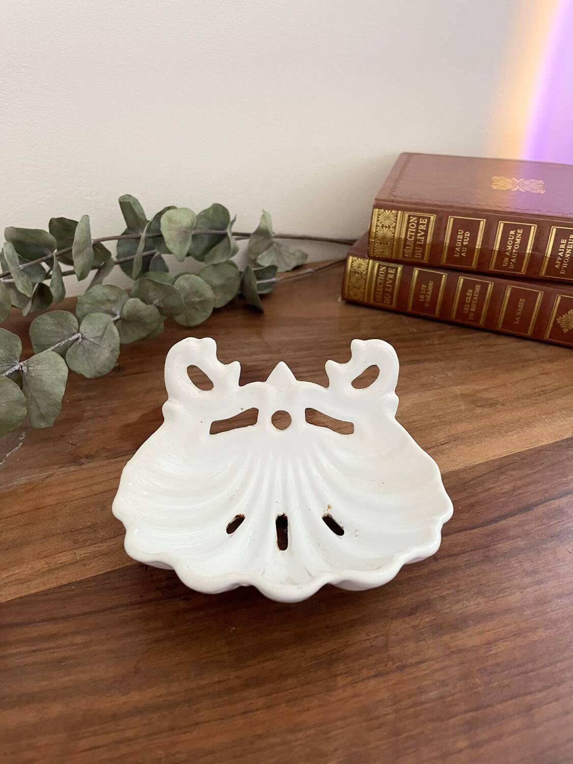 Enamelled cast iron soap dish