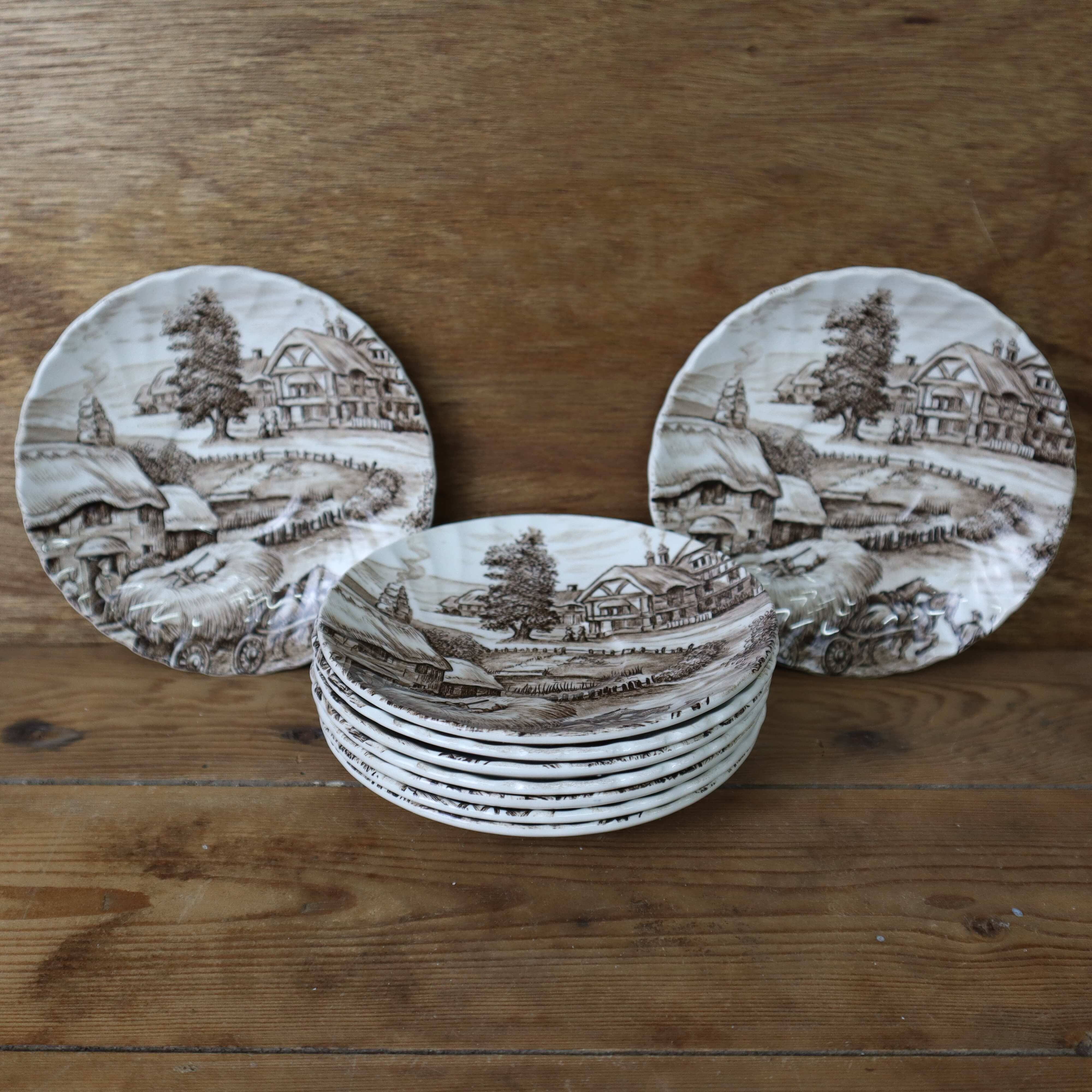 Set of 9 Vintage English Staffordshire 'HAYRIDE' Coasters