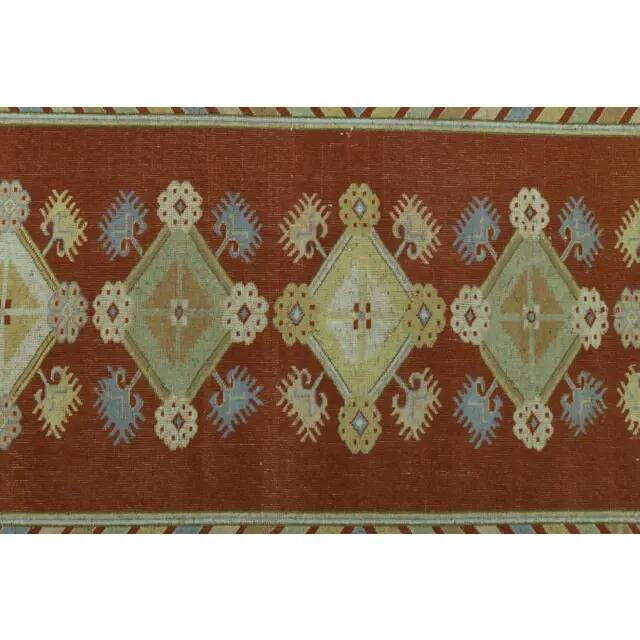 1970s Vintage Turkish Oushak Handmade  Red Yellow Area Rug 152x223