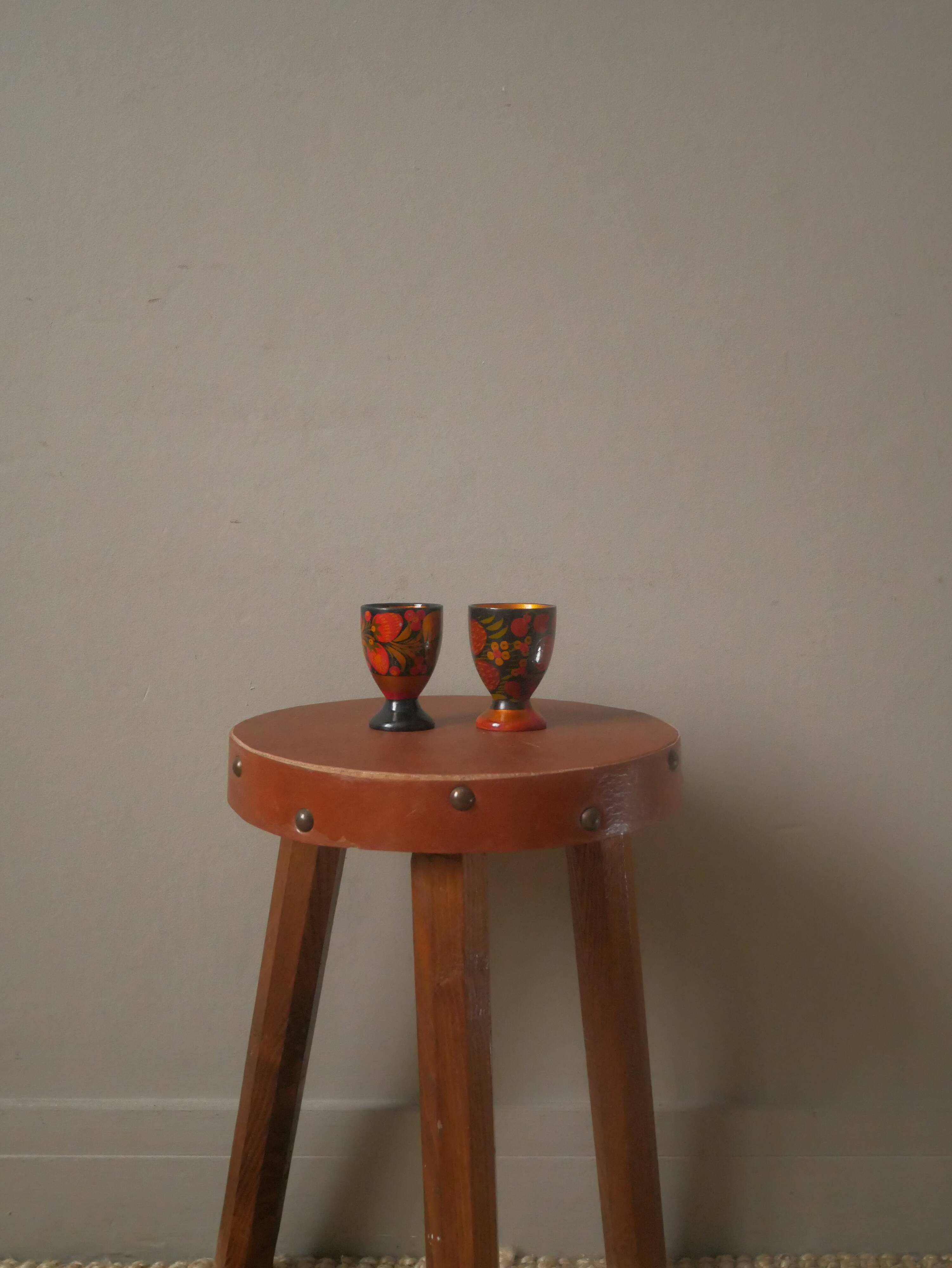 hand-painted wooden egg cups artisanal manufacturing folklore Russian crafts