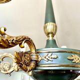 Green and gilded bronze empire chandelier with 6 lights