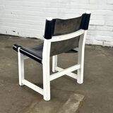 Vintage Spanish black leathe child chair