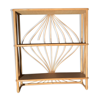 Étagère murale vintage en rotin design 1960