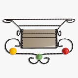 Black iron coat rack with mirror 1950s