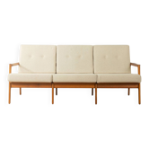 Elegant mid-century sofa from the 1960s with cream-white upholstery