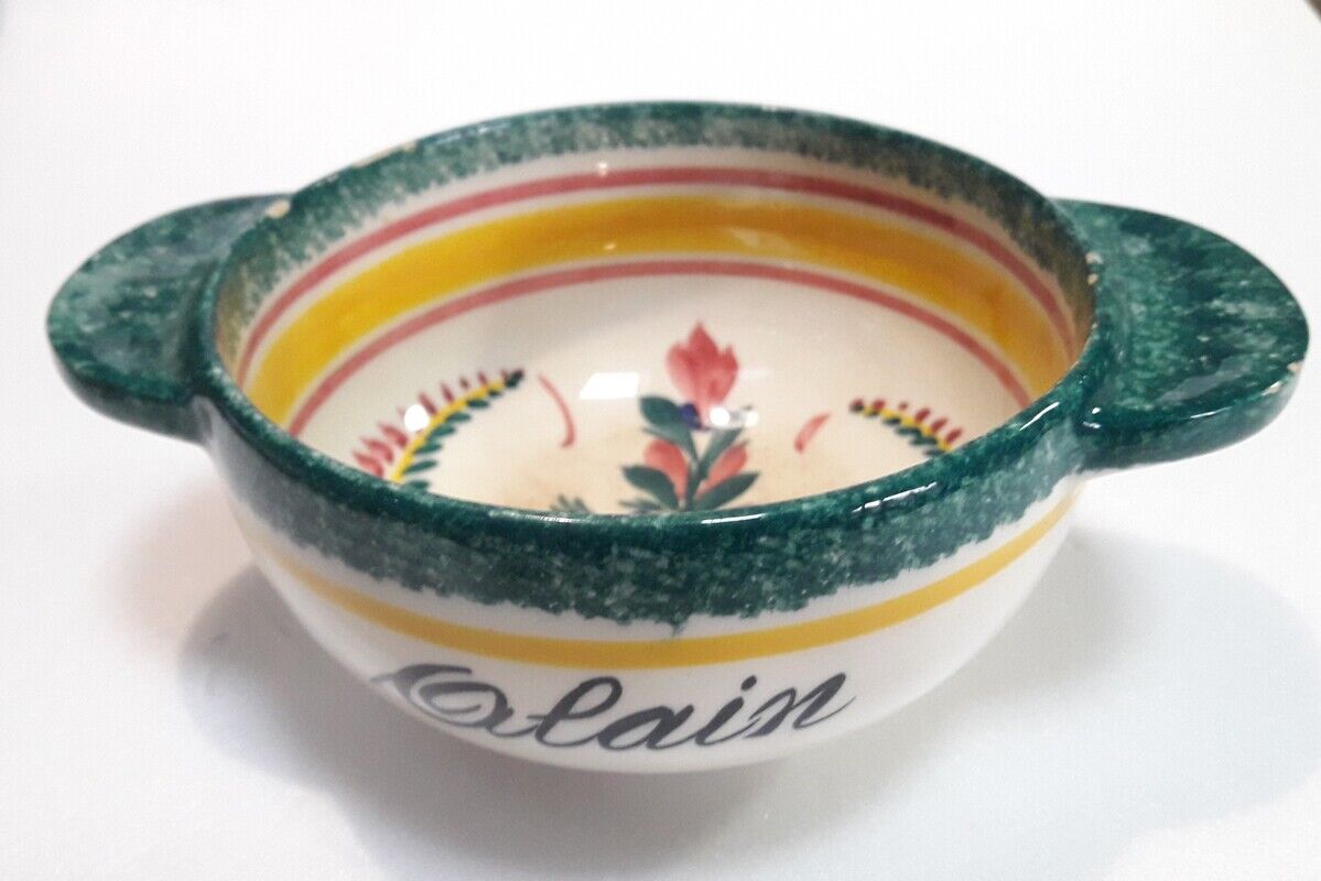 Bowl with ears HB Quimper with name Alain