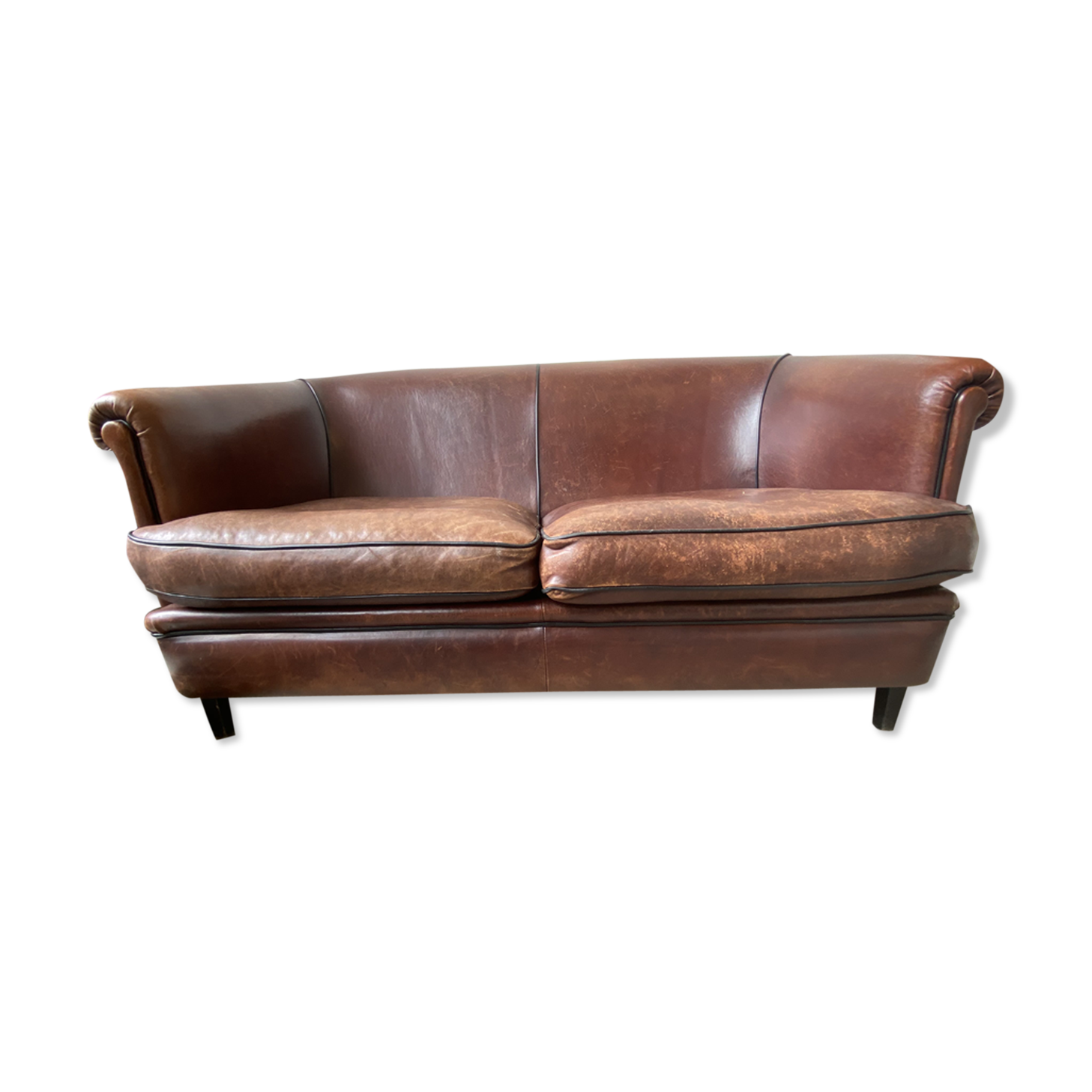 Canapé deux places vintage en cuir