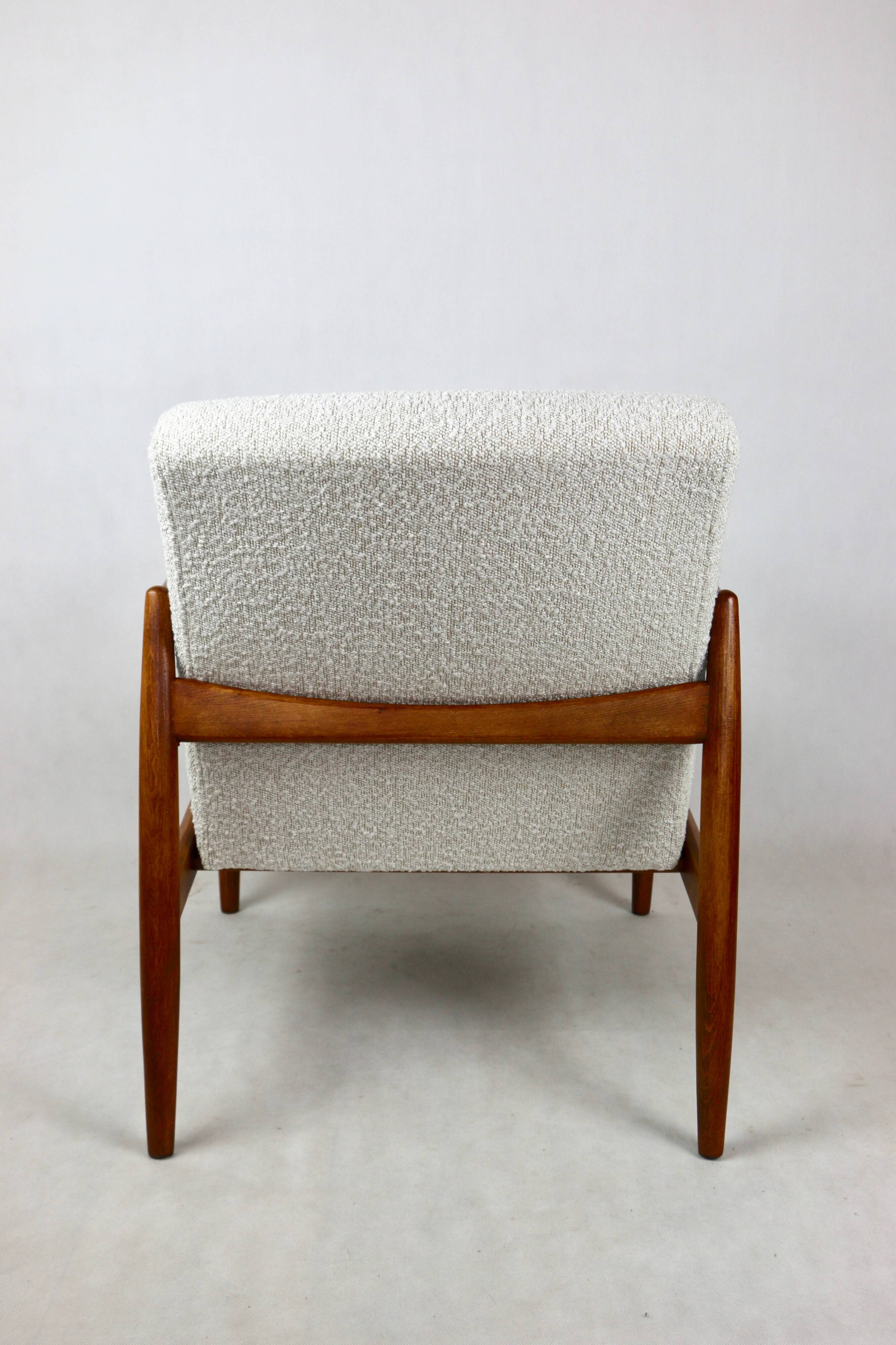 GFM-64 Brown Armchair in White Ivory Bouclé attributed to Edmund Homa, 1970s