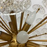 Val Saint Lambert crystal sputnik gold chandelier , 1960’s