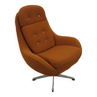 Bruine draaifauteuil met chromen onderstel vintage