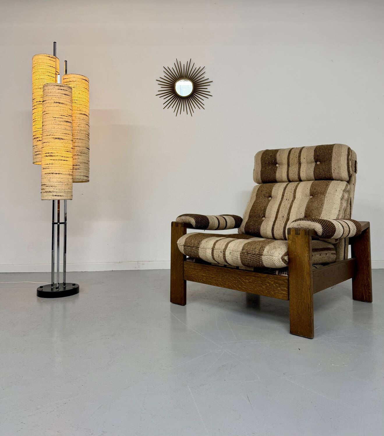 Ancien lampadaire des années 70 design Lemag vintage chromé 