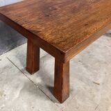 Brutalist oak seventies side table coffee table bench