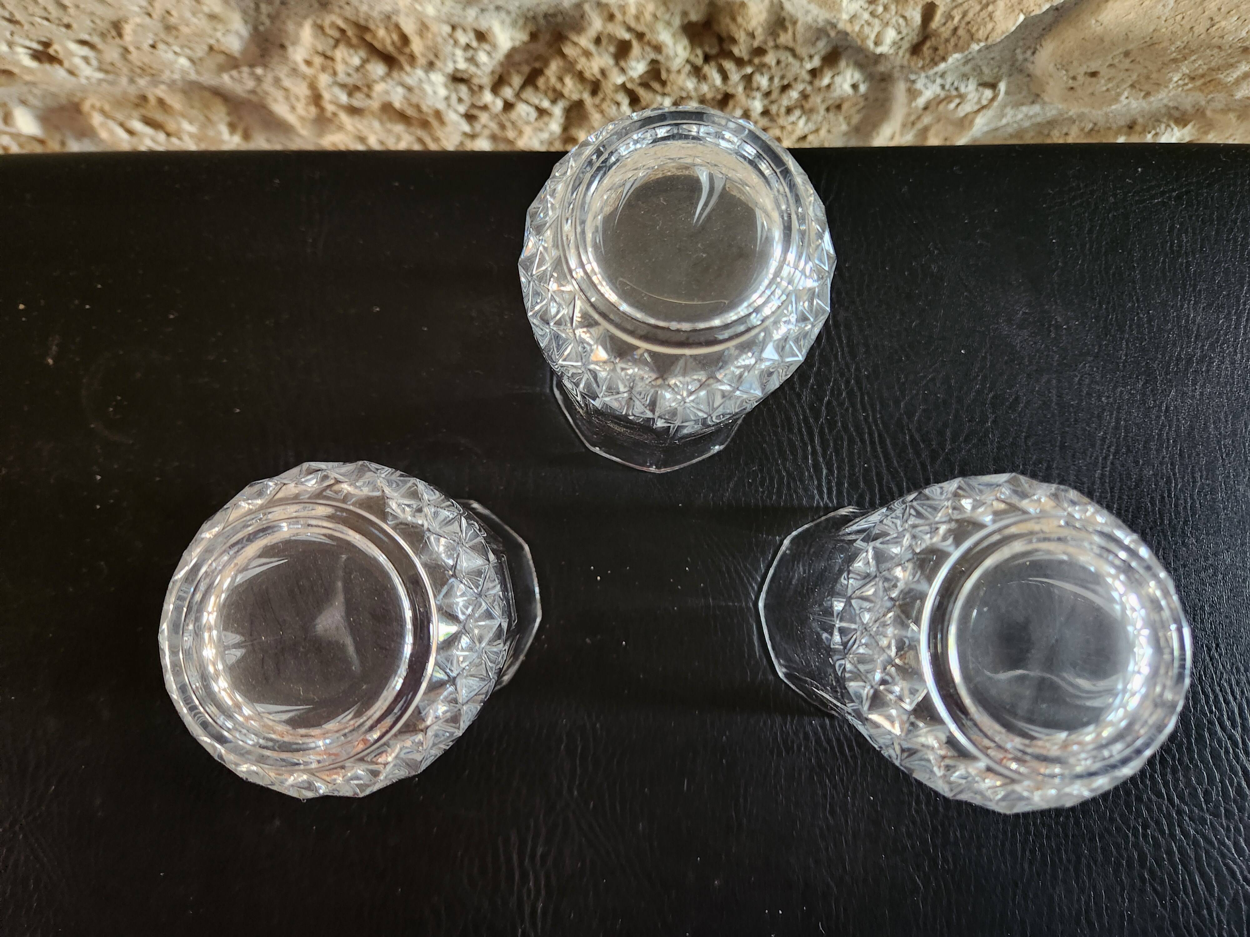 Set of 3 cut glasses - Longchamp style, Cristallerie d'Ar