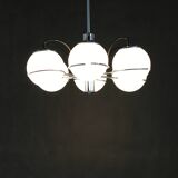 1970s Targetti Sankey Italian Chrome and Opaline Glass Chandelier