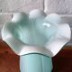 Large light blue opaline vase with a wavy neck.