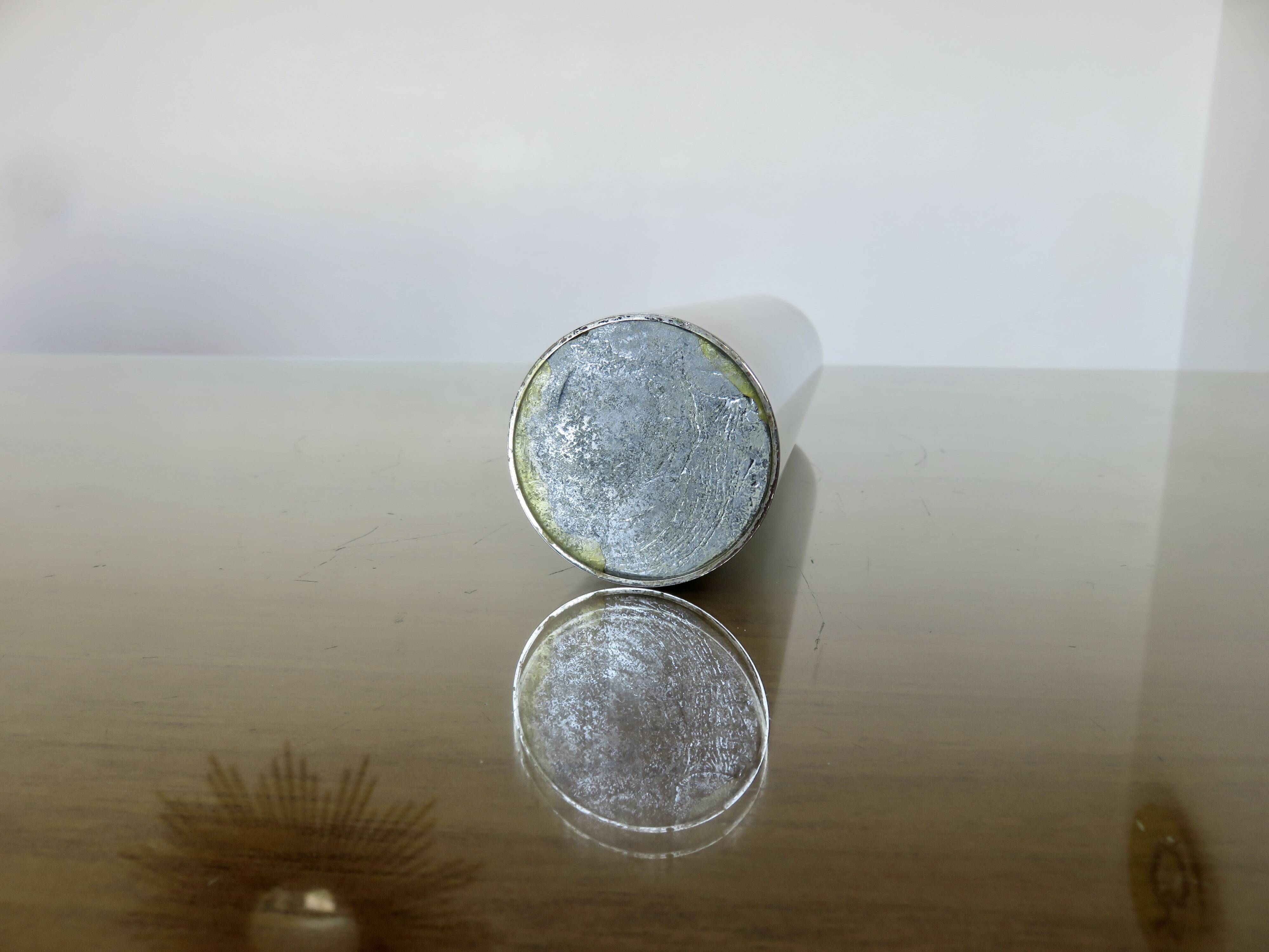 Minimalist "roll" soliflore vase in nickel-plated brass, 1970