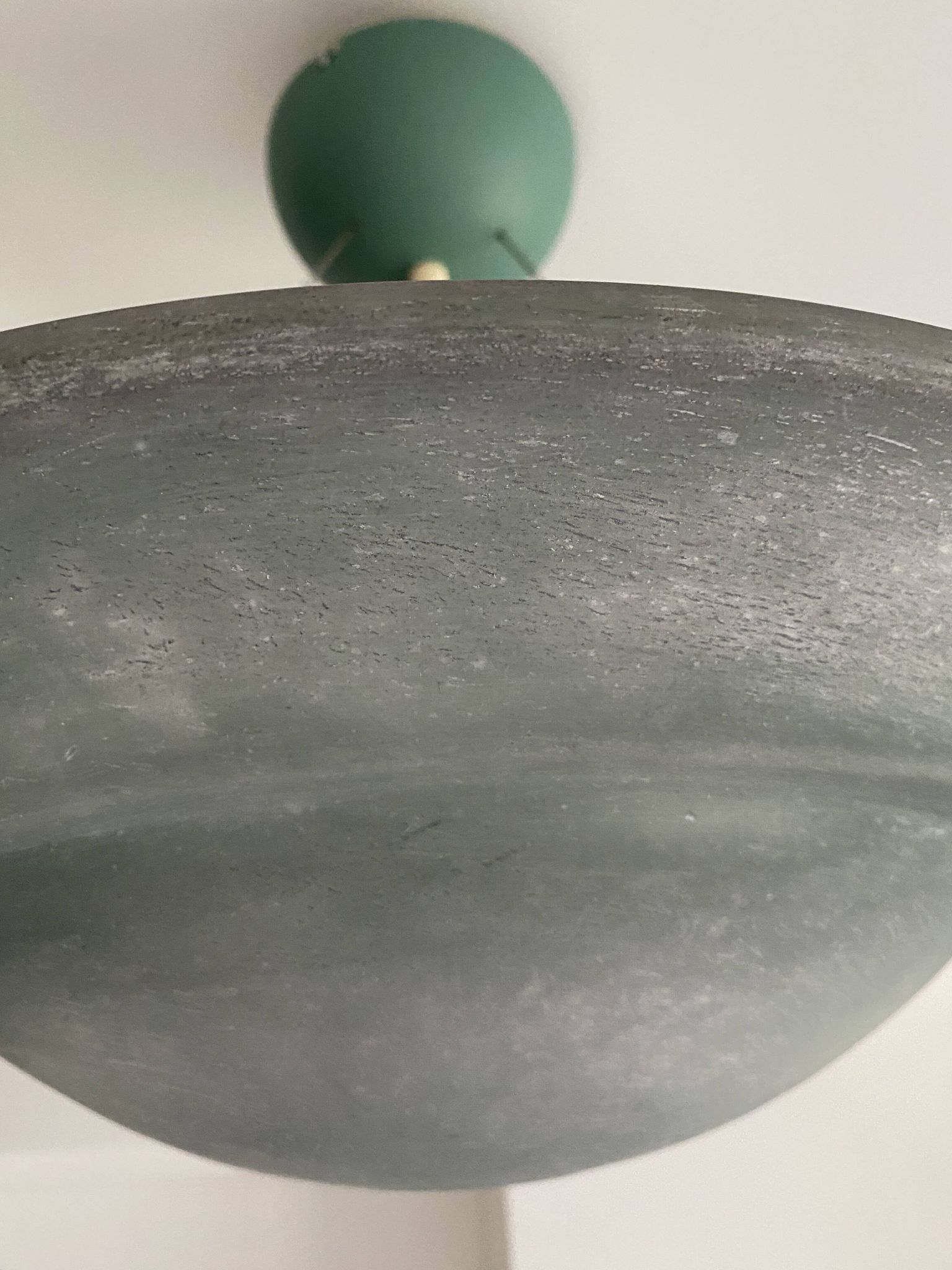 Large vintage lustra suspension light fixture large translucent green basin - SCE made in France