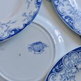 7 flat plates 19th century ironstone KG Luneville "Phoenix"