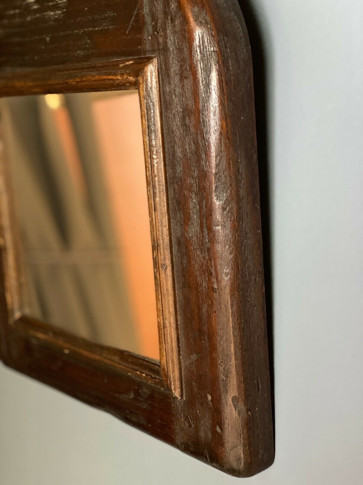 Brutalist mirror 1970 chene wood 33x44cm