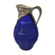 Former pitcher carafe art de blue moulded glass - vintage metal anse