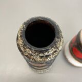 Set of two pottery fat lava vases "multi-color" by scheurich, germany, 1970s