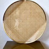 Acrylic glass plateau, caning & brass, 1970, attributed to Roche Bobois.